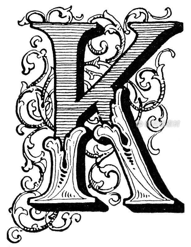 新艺术风格的字母K - 19世纪